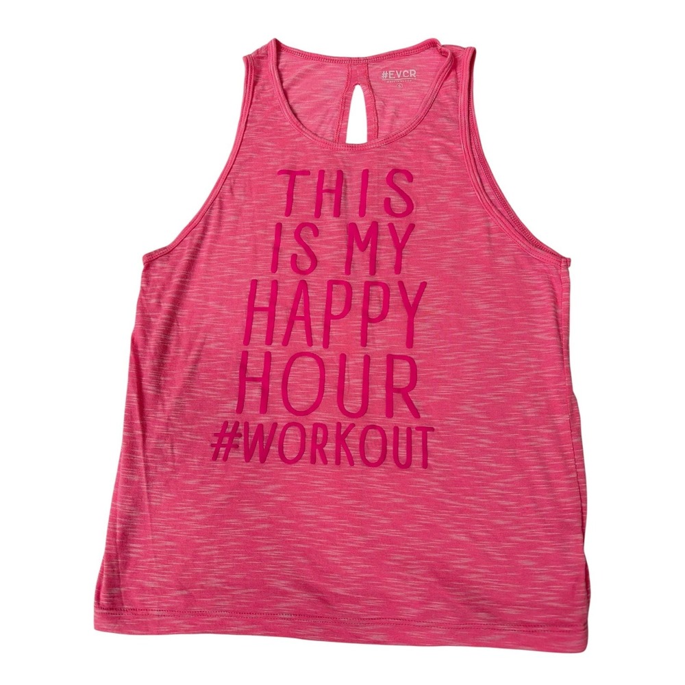 EVCR Workout Tank Top Womens Small Pink Graphic Racerback Gym Fitness Shirt - Picture 2 of 9